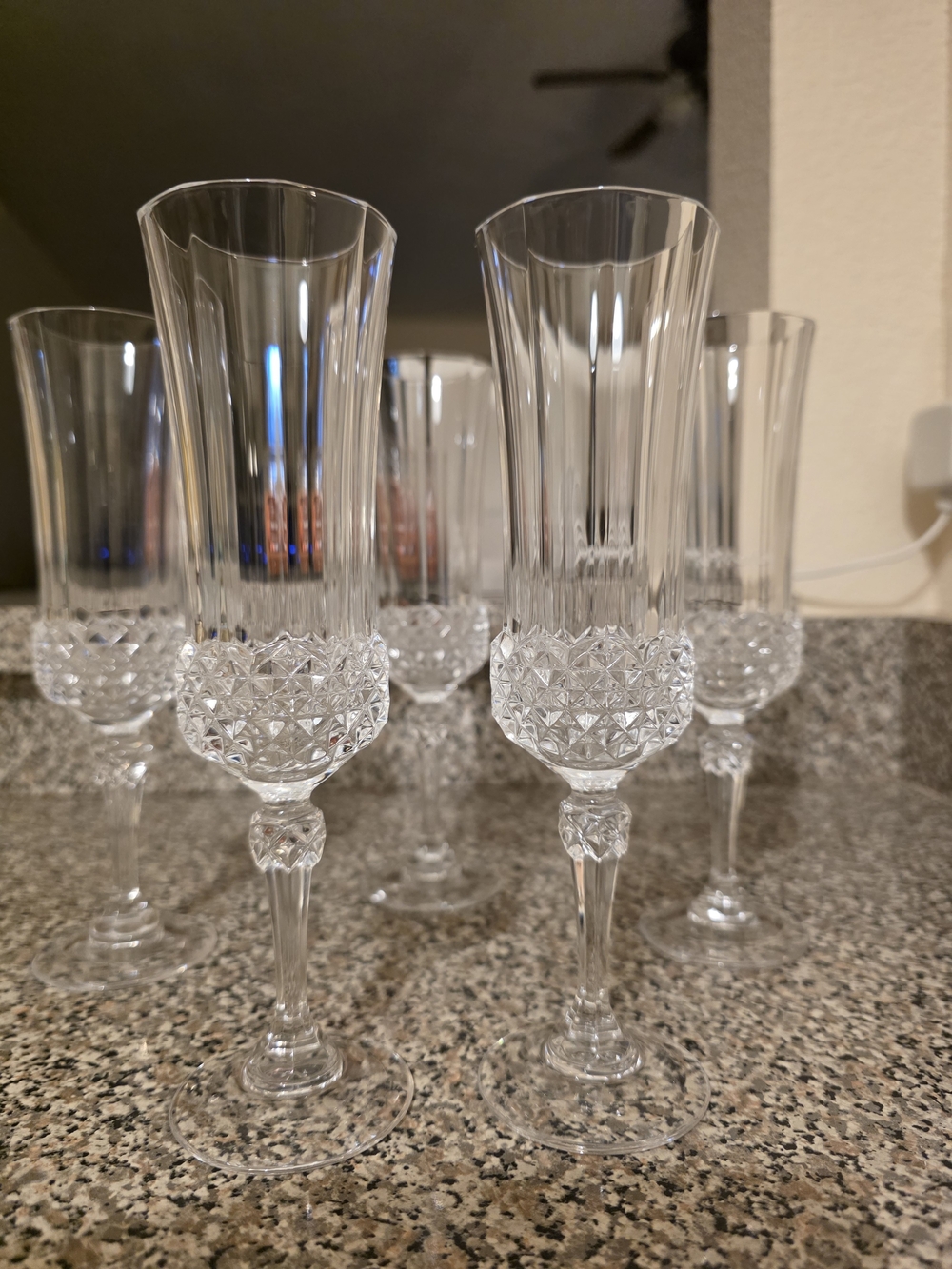 Cristal D'Arques Valencay Champagne Flutes Set Of 5 Made In France Very Nice!!